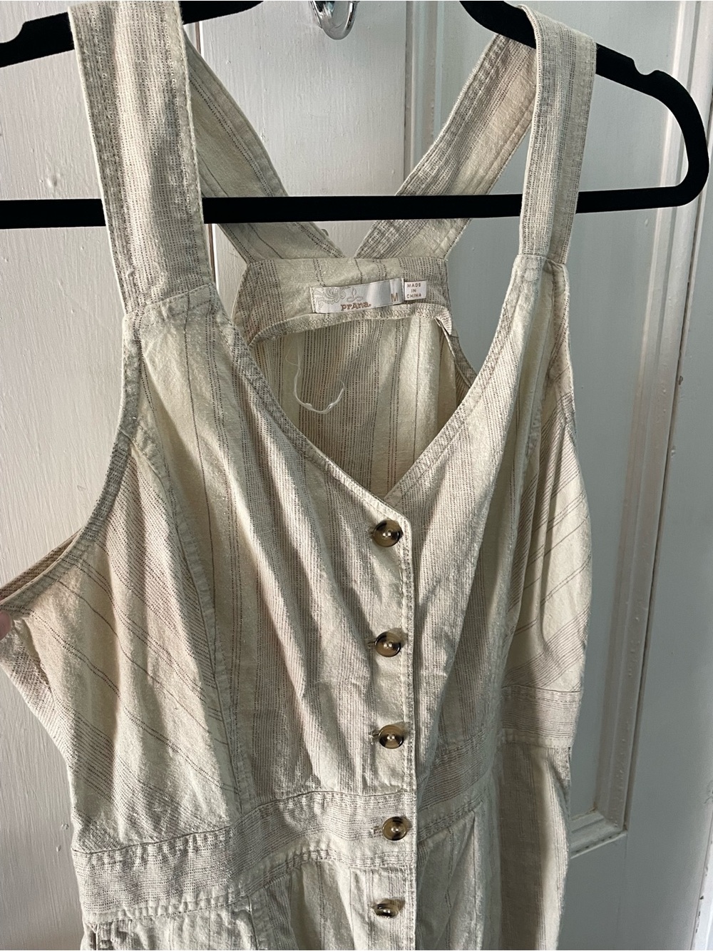 Prana Grace Trail Dress Stone Stripe Sleeveless Button Down Medium - Picture 4 of 11